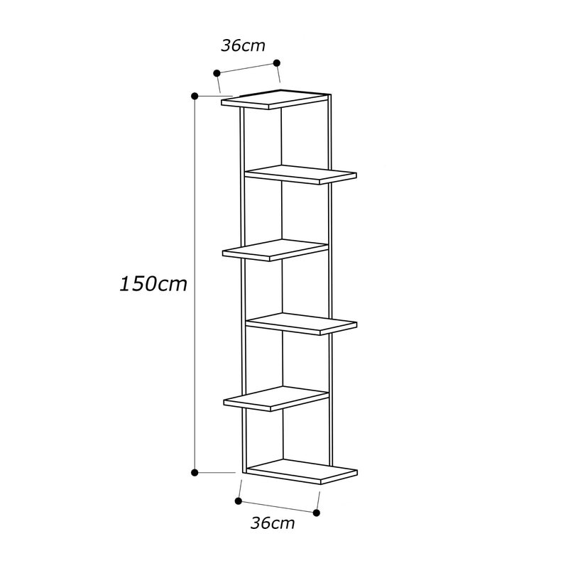 فرنتشر ستور مكتبة مودرن ، ارتفاع 150 سم - عرض 36 سم - عمق 36 سم - تصميم بسيط و مودرن ، مصنوعة من ال MDF عالي الجودة مع طبقة ملامين خارجية من اللون الأبيض المطفي، من فرنتشر ستور. - Image 2