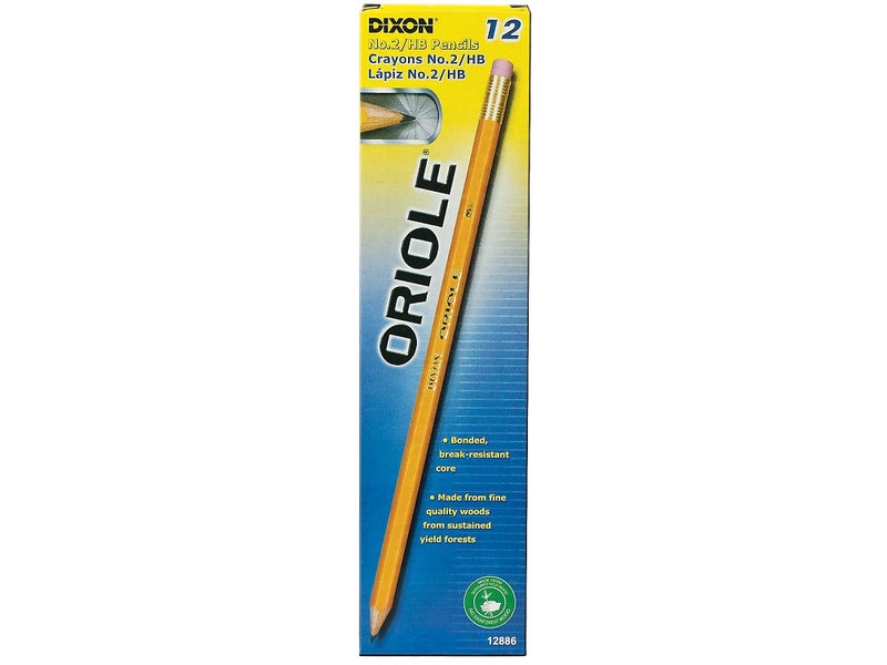 Dixon Oriole Woodcase Pre-Sharpened Pencil, HB #2, Yellow Barrel, 12/Pack - Image 2