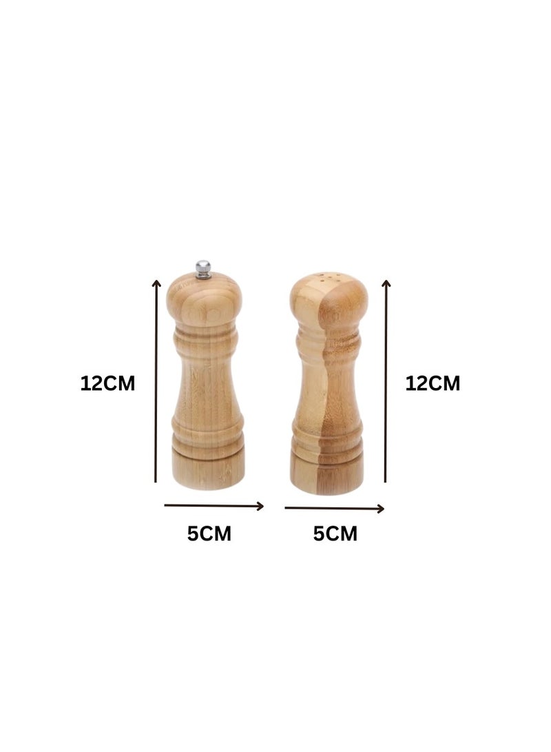 Liying 2Pcs Wood Salt and Pepper Grinder 12cm x 5cm , Coarseness Adjustable Peppermill, Refillable Salt Mill, Ceramic Grinding Mechanism (S)  - Image 4