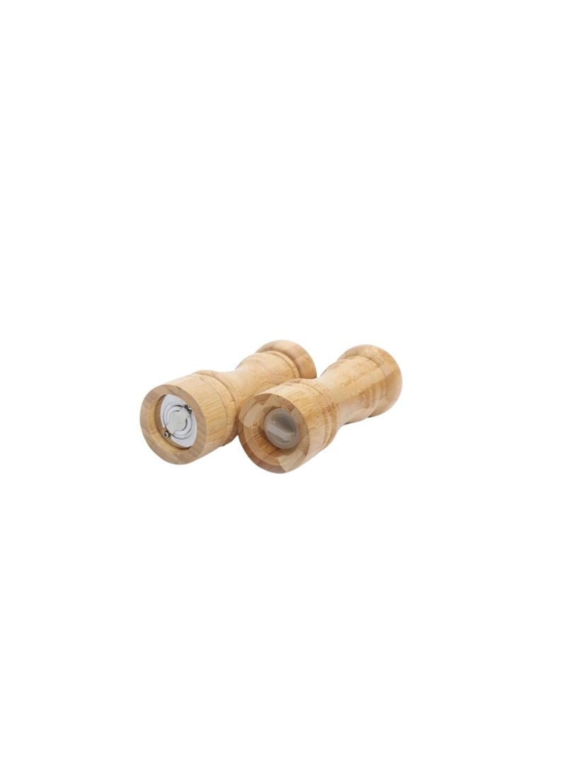 Liying 2Pcs Wood Salt and Pepper Grinder 12cm x 5cm , Coarseness Adjustable Peppermill, Refillable Salt Mill, Ceramic Grinding Mechanism (S)  - Image 2