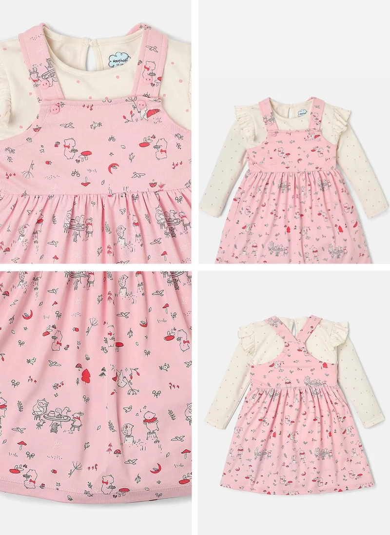 Nautinati  Nautinati Infants Animal Print Soft Cotton Dungaree Dress With T-Shirt for Women | Best Price UAE