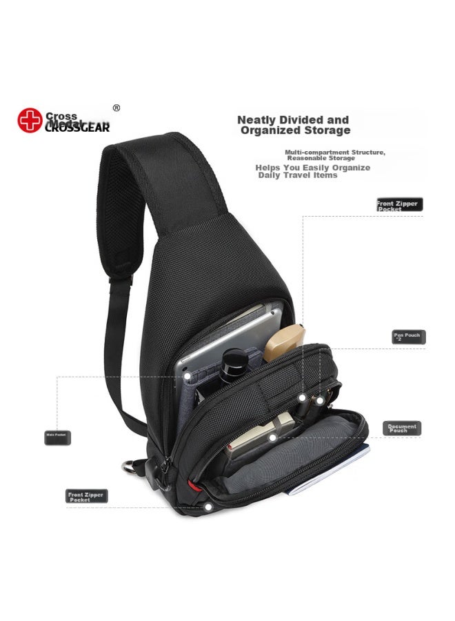 CROSS+GEAR Crossgear Men's Crossbody Bag, Sports Multifunctional Small Backpack, Phone Bag, Hanging Bag, Anti-theft Chest Bag, Waist Bag, Storage Bag - Image 2
