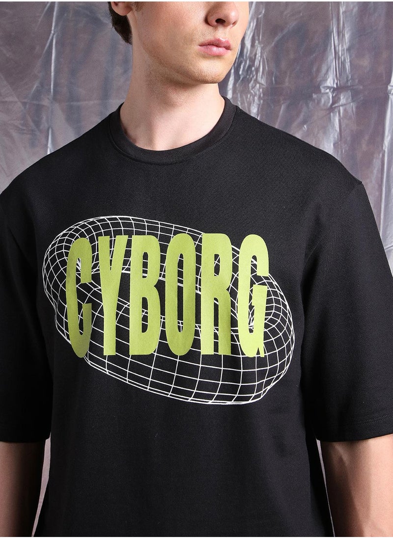 Hubberholme - Black Oversized Tshirts Printed design crafted from 100% Cotton featuring Half Sleeve with Slip on closure. - Image 1