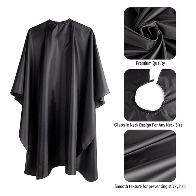 PrePsto Hair Cutting Apron Hairdressing Home Barber Cape Dyeing Gown Salon Accessory Waterproof for Men and Women Black_Color - Image 4