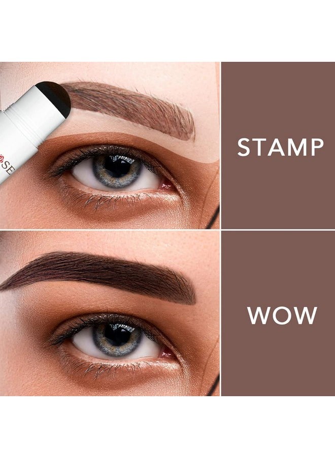 ALLROSE - Eyebrow Stamp Stencil Kit - Eye Brow Stamping Kit, One Step Brow Stamp Kit, 20 Brow Stencils And Stamp Kit, Waterproof Perfect Eyebrow Kit, Easy To Use, Ash Brown - Image 1