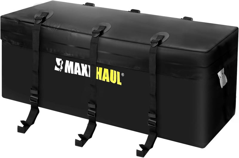 MAXXHAUL حقيبة حاملة البضائع ذات الغلاف الناعم MaxxHaul 70209 لحامل البضائع المثبت على وصلة القطر - ثقيلة ومقاومة للماء، مقاس 47 بوصة × 20 بوصة × 20 بوصة، لون أسود مع أحزمة ربط. مواد خالية من العيب - Image 1
