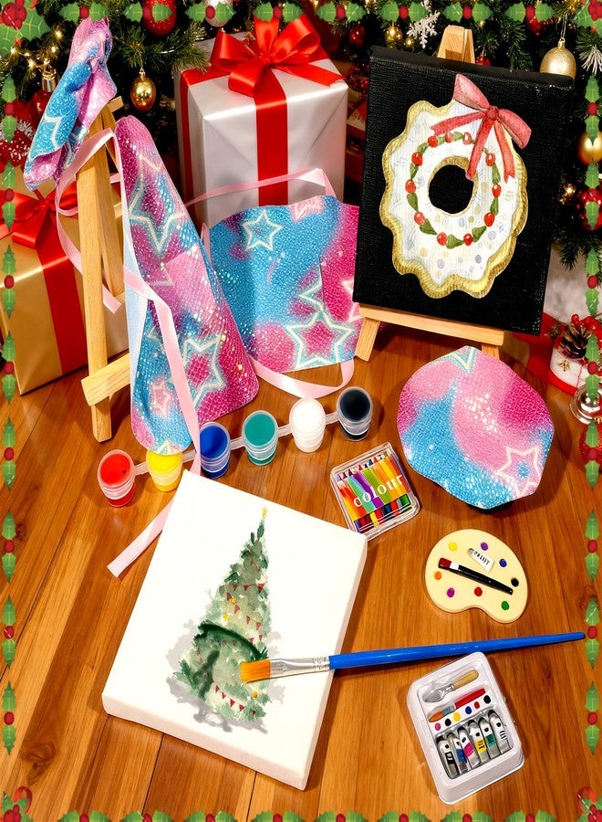 Bbiamsleep 13 Pcs Christmas Elf Accessories - Mini Elf Painting Props Include Apron Miniature Wooden Easel Mini Painting Accessories - Image 5