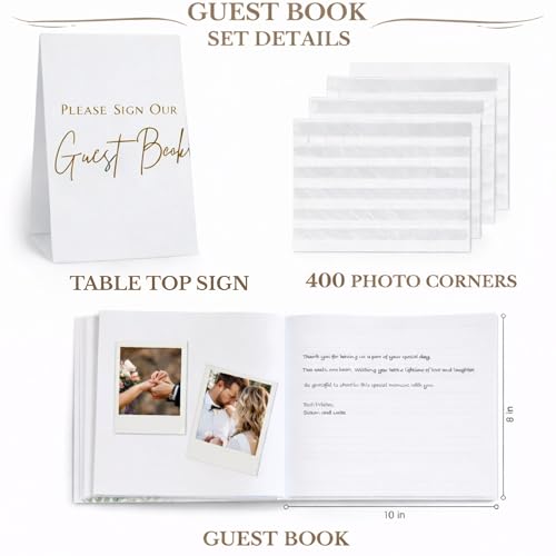 Swanique Wedding Guest Book for Guests to Sign, Elegant Wedding Guestbook Ideas, Sign in Book for Bridal and Baby Shower, Polaroid Guest Book, 100 Thick Lined and Blank Pages for Party, Wedding Books - Image 3