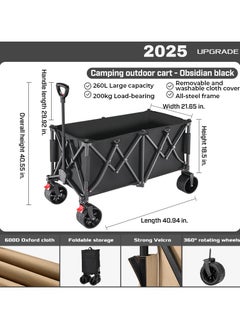 Foldable Camping Wagon Cart with Big Wheels – Heavy-Duty Trolley for Outdoor, Beach, Picnic, Garden, Shopping, 200kg Load Capacity, Portable & Collapsible, Black - pzsku/Z59BDABE198724B5BFEF3Z/45/_/1733812469/1072a40c-281e-4fe3-ab5d-b447b1e874ce