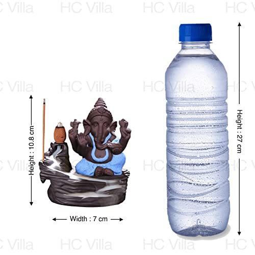 HC Villa Smoke Backflow Cone Incense Holder Decorative Showpiece with 10 Free Smoke Backflow Scented Cone Incenses (Ganesh Blue)(Resin, Conical) - Image 3