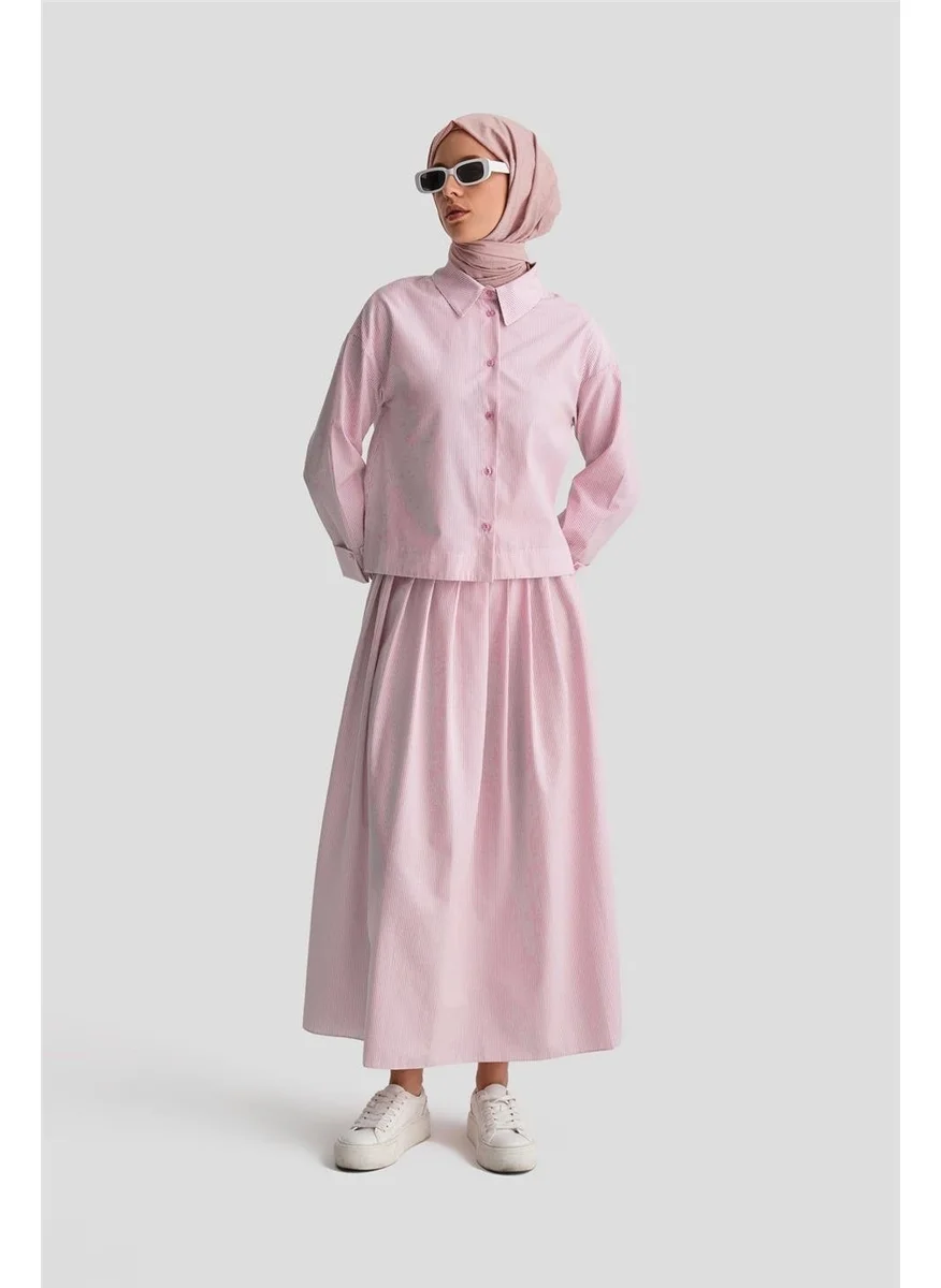 ARMINE Pleated Skirt Striped Suit 24K6851 Pink