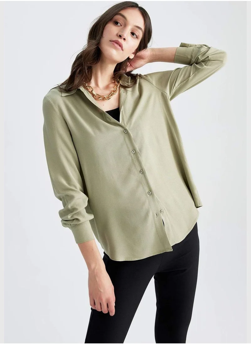ديفاكتو Woman Woven Long Sleeve Shirt