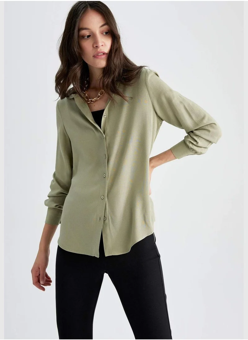 ديفاكتو Woman Woven Long Sleeve Shirt