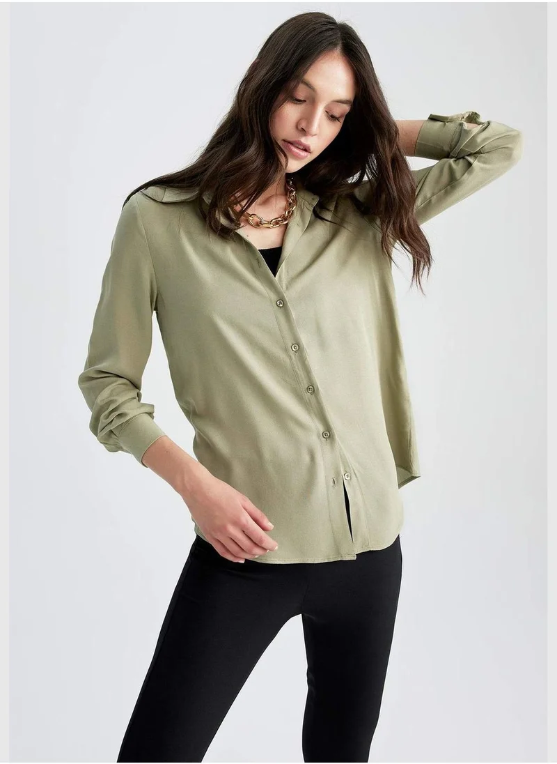 ديفاكتو Woman Woven Long Sleeve Shirt