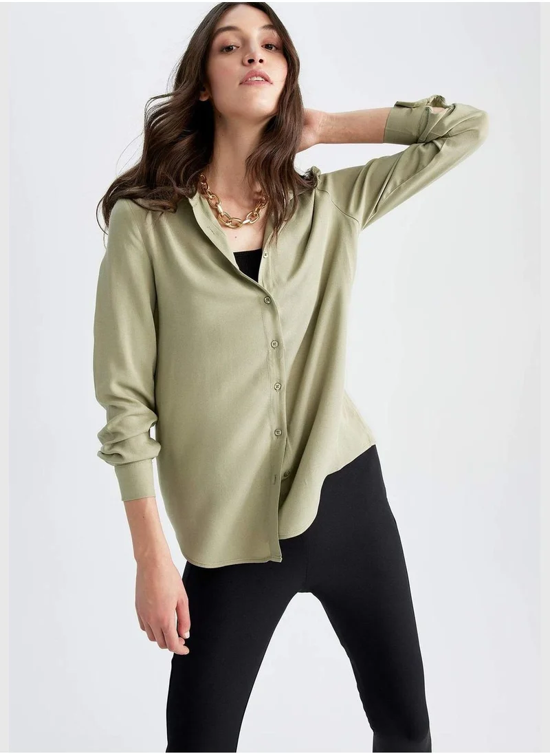 ديفاكتو Woman Woven Long Sleeve Shirt
