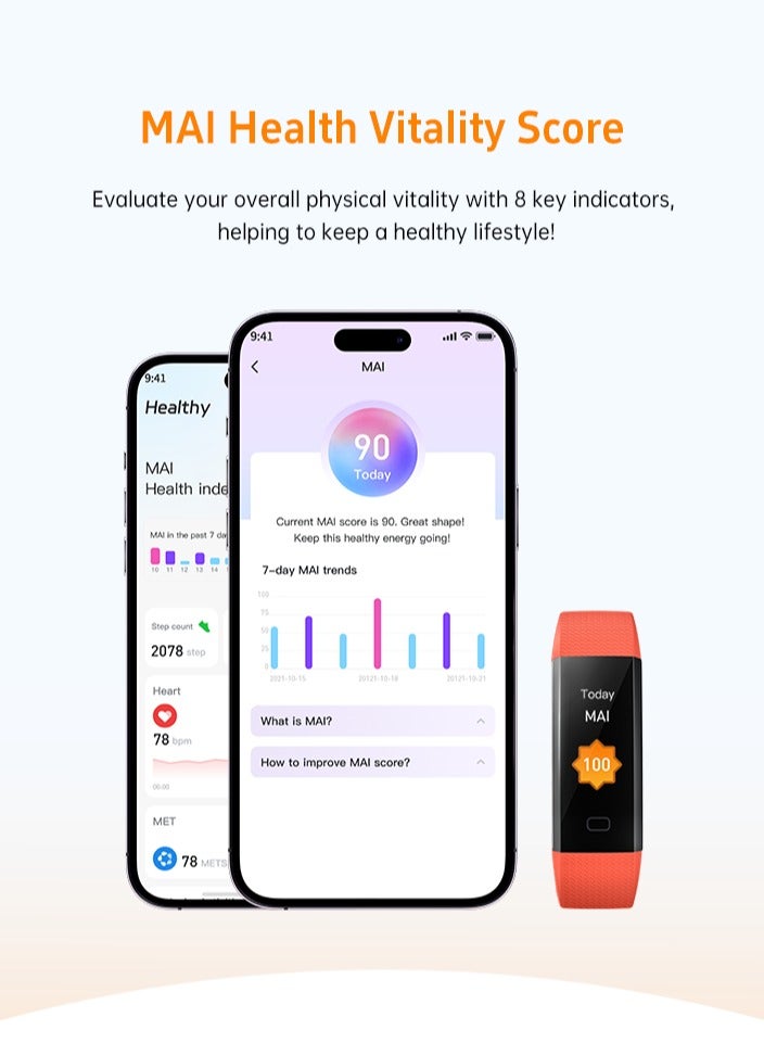 ساعة ذكية لتتبع اللياقة البدنية مع IP68 مقاومة للماء: عداد الخطوات، مراقب السعرات الحرارية/معدل ضربات القلب، متتبع النوم وساعة توقيت - Image 5