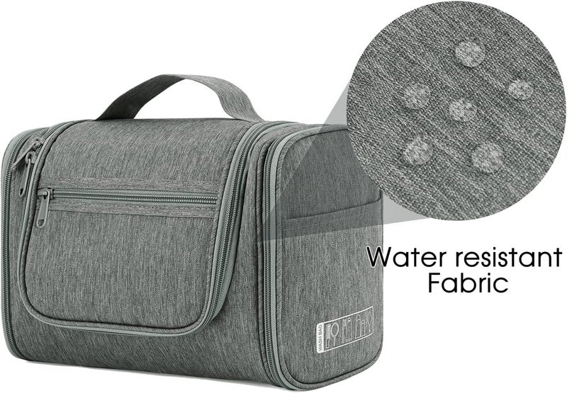 WANDF Large Hanging Toiletry Bag Travel Cosmetic Makeup Organizer Water-Resistant Shower Bathroom Bag for Women and Men (Gray) - Image 5