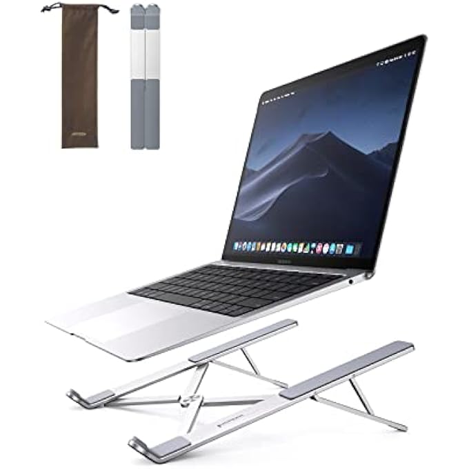 UG LAPTOP STAND FOR DESK ALUMINUM ALLOY ADJUSTABLE LAPTOP HOLDER ERGONOMIC PORTABLE FOLDABLE LIGHTWEIGHT NOTEBOOK STAND FOR DESK COMPATIBLE WITH MACBOOK PRO MACBOOK AIR CHROMEBOOK MATEBOOK ETC - Image 1