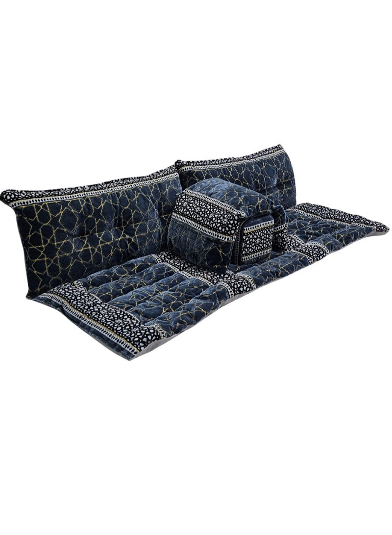 SMART HOME 5-Piece Traditional Arabic Floor Seating Set for Two Persons (Length 60 cm x Width 190 cm x Height 60 cm) – Comfortable Arabic Majlis Furniture with Armrests and Backrest – Floor Seating for Home, Guests, Camps, and Trips – Premium Turkish Fabric - Image 5