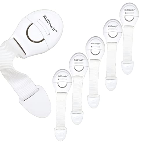 KidDough Furniture Safety Locks for Kids, Child Safety Locks for Drawers, Cabinets, Fridge, Cupboard Lock, Baby Proofing Product, Strong and Adhesive Safety Locks (White, 6 White Locks) - Image 1