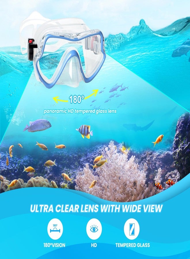 EXP VISION Snorkel Diving Mask, Professional Snorkeling Mask Gear, Ultra Clear Lens with Wide View Tempered Glass Goggles,Anti Leakage Scuba Mask, Silicone Swimming Goggles Mask for Adults, 3 Color (Aqua Blue) - Image 2