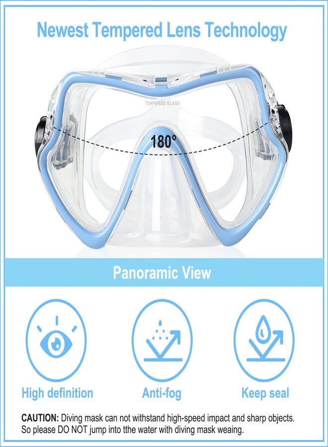 EXP VISION Snorkel Diving Mask, Professional Snorkeling Mask Gear, Ultra Clear Lens with Wide View Tempered Glass Goggles,Anti Leakage Scuba Mask, Silicone Swimming Goggles Mask for Adults, 3 Color (Aqua Blue) - Image 5