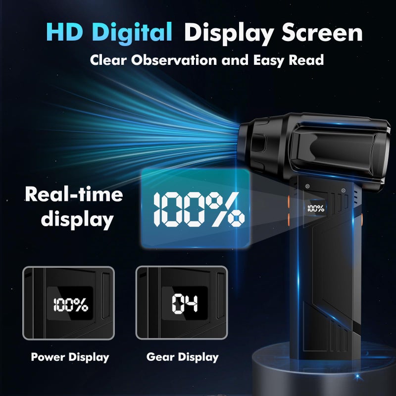 IVJ Compressed Air Duster, 180000RPM Super Power Cordless Electric Air Duster with LED Light Rechargeable 4 Gear Adjustable Mini Air Duster, Dust Blower for Computer, Keyboard, House, Outdoor and Car - Image 5