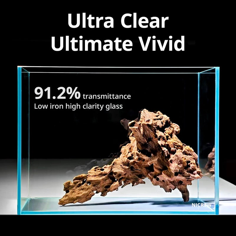 NICREW 2.5 Gallon Nano Nature Aquarium Kit, Ultra-Clear Rimless Desktop Fish Tank with Light and Filter, Perfect for Small Fish, Shrimp, or Betta, Basic Version, Clear - Image 2