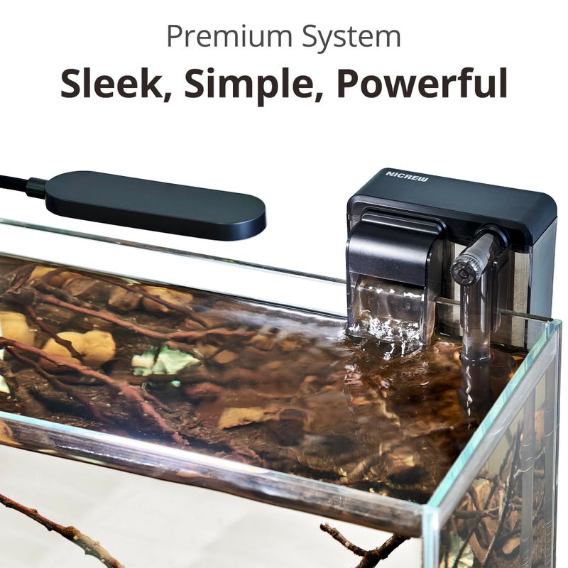 NICREW 2.5 Gallon Nano Nature Aquarium Kit, Ultra-Clear Rimless Desktop Fish Tank with Light and Filter, Perfect for Small Fish, Shrimp, or Betta, Basic Version, Clear - Image 4