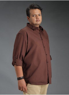 HIGH STAR Brown Regular Fit Shirt for Men, Full Sleeve, Spread Collar, Pure Cotton  - Image 3