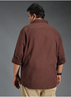 HIGH STAR Brown Regular Fit Shirt for Men, Full Sleeve, Spread Collar, Pure Cotton  - Image 5