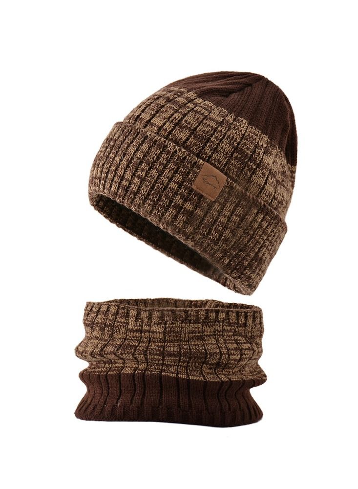 Loquat Winter Padded Set Cap Knitted Hat Scarf 2-Piece Set