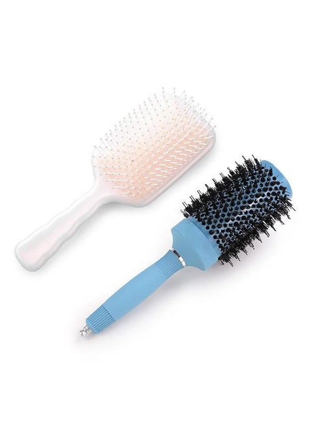 Hearts Hair Brush | Bristles Brush | Hair Brush With Paddle | Sharp Hair Brush For Woman | Suitable For All Hair Types | Tgx525..-Xh45Bge | Ice Blue & Beige - Image 1