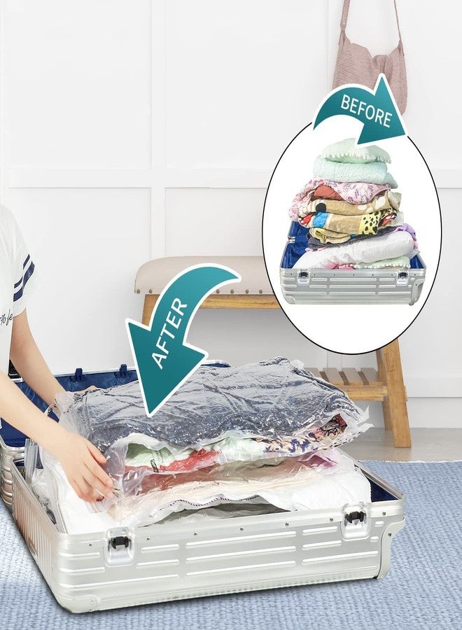 ZULAT Space Saver Reusable Vacuum Storage bag Compression Sealer Bags for Clothes, Quilts, with Hand Pump for Travel - Pack of 5, polypropylene(2S (50cmx70cm), 2M (60cmx80cm), 1L(80cmx100cm)) - Image 4