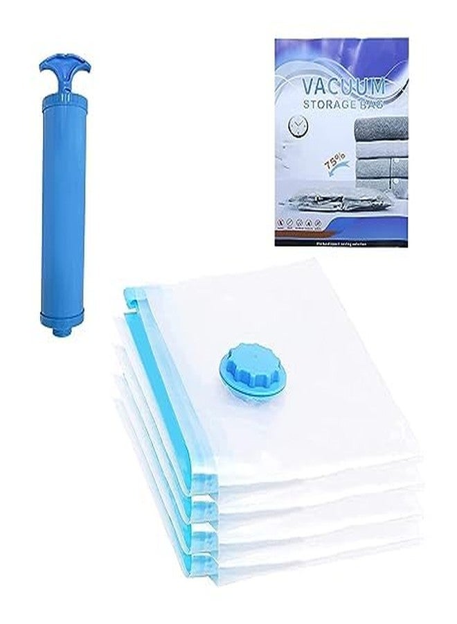 ZULAT Space Saver Reusable Vacuum Storage bag Compression Sealer Bags for Clothes, Quilts, with Hand Pump for Travel - Pack of 5, polypropylene(2S (50cmx70cm), 2M (60cmx80cm), 1L(80cmx100cm)) - Image 1