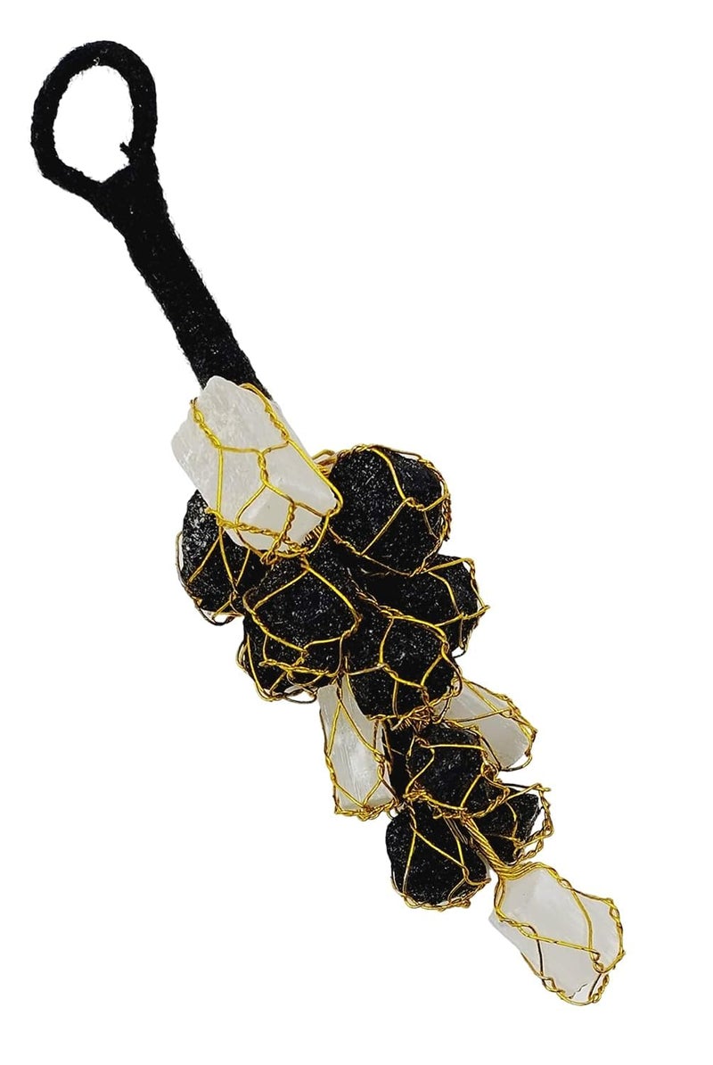 ART FLAUNTS Black Tourmaline Stone and Selenite Crystals Door Hanging Nazar Battu for Home Entrance - Image 1