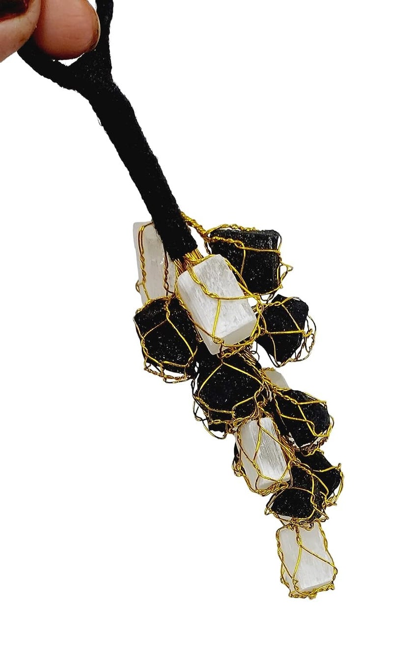 ART FLAUNTS Black Tourmaline Stone and Selenite Crystals Door Hanging Nazar Battu for Home Entrance - Image 3