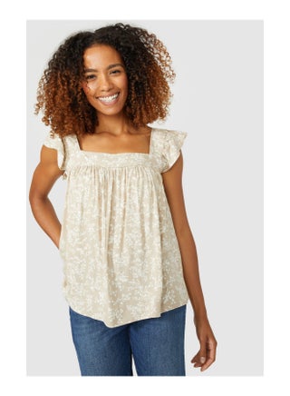 Frill Sleeve Floral Print Vest Top