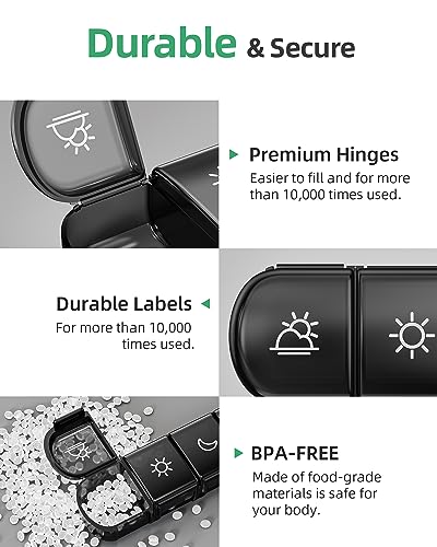 PULIV Weekly Pill Organizer 4 Times a Day with a Business Stylish Bag, Portable Pill Box 7 Day with 28 Compartments for Men, Removable Pill Sorters to Store Vitamin, Medication, Fish Oil, Supplements - Image 4