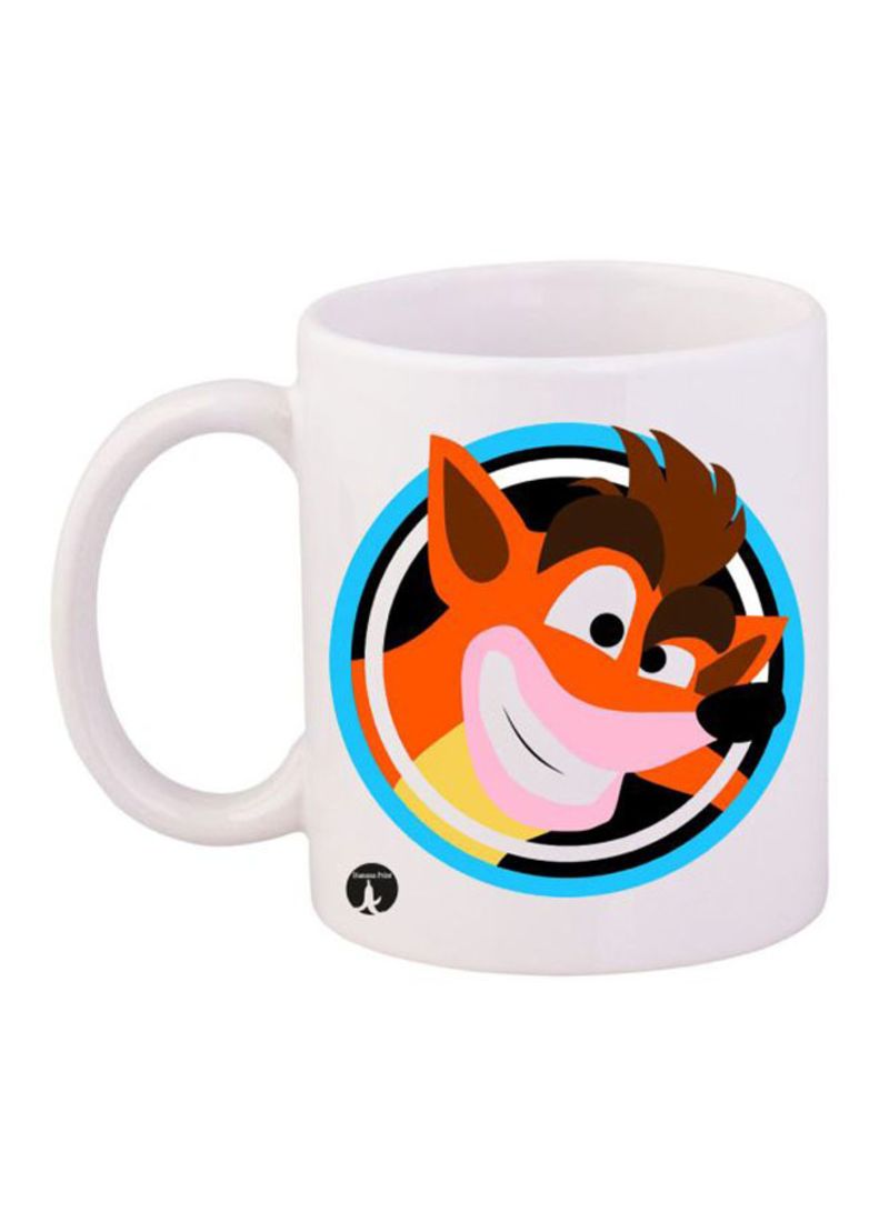 RKN Video Game Crash Printed Mug White/Orange/Blue 12ounce
