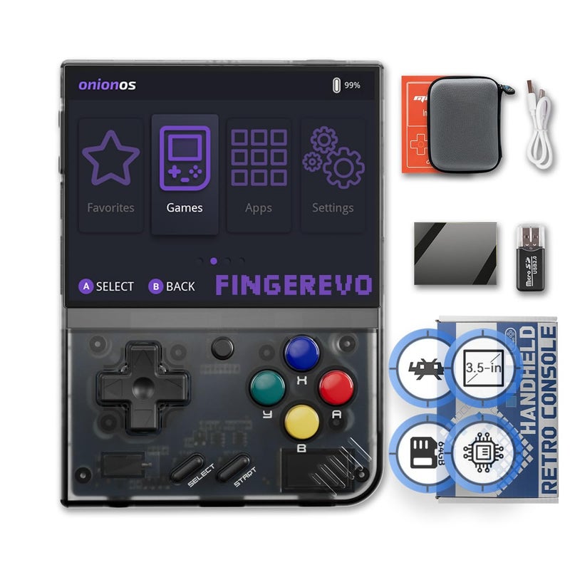 FINGEREVO Miyoo Mini Plus OnionOS Handheld Game Console 35inch 640480 Screen 3000mAh Miyoomini with Portable Case Transparent Black - Image 2