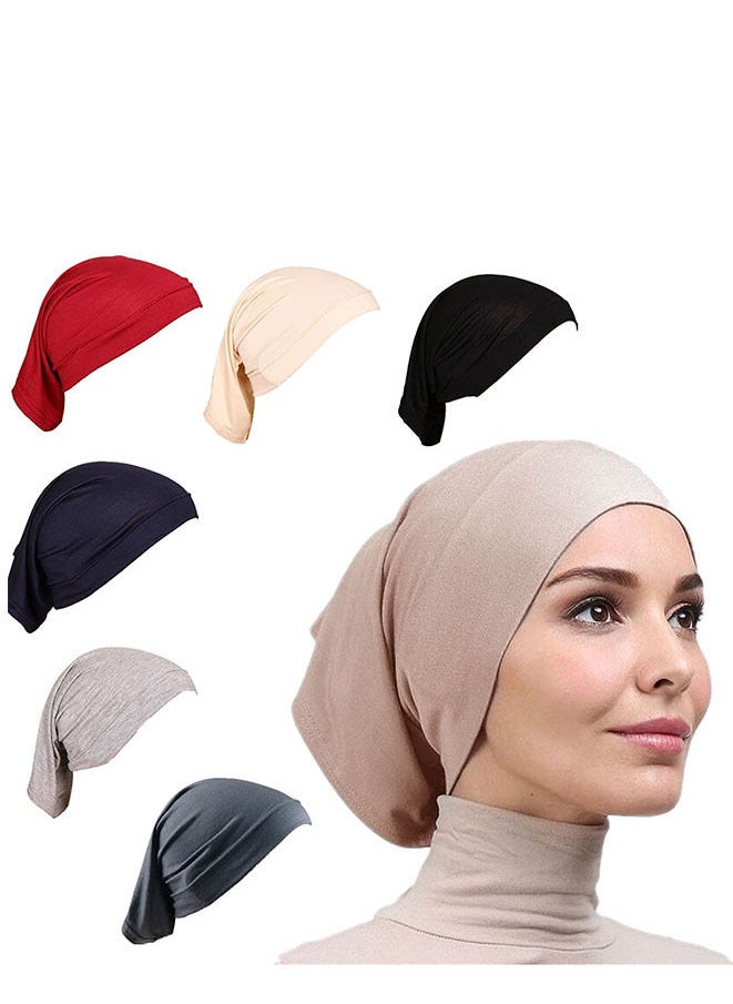 FASHION MANIA - 6-Piece Women Under Scarf Hat Cap Bone Bonnet Hijab Islamic Muslim - Image 1