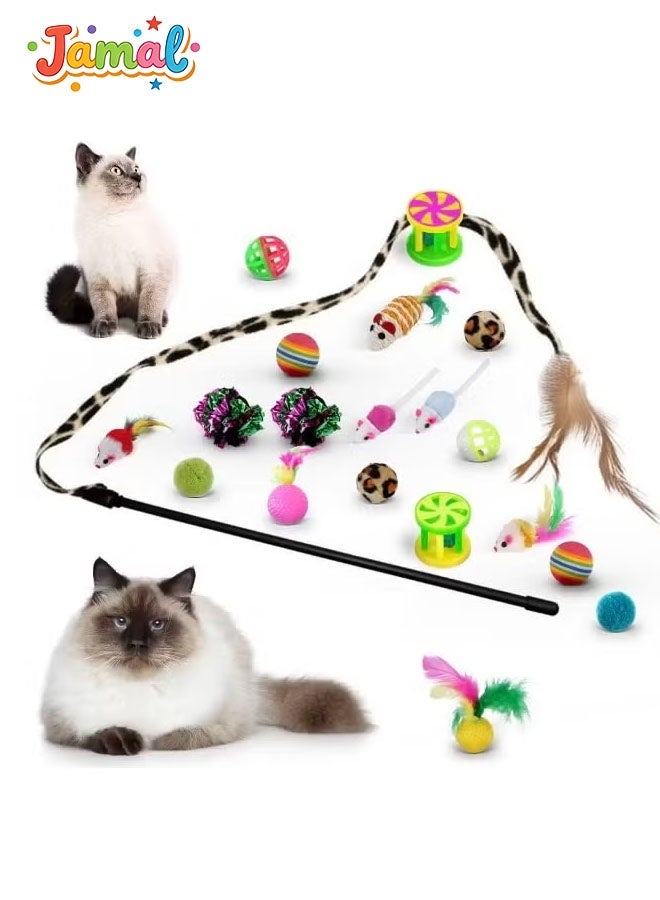 Jamal 21 Pcs Cat Toys For Indoor Cats Collapsible Cat Tunnel Interactive Feather Teaser Wand Ball Toy For Kitten Cats - Image 5