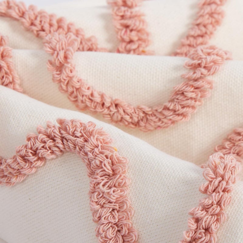 RinRinfam Pink Coquette Bow Throw Pillow Cover 12x 20, Boho Tufted Neutral Linen Pillow Cases Girls Bedroom Decor for Outdoor Couch Bedroom Car, Mauve - Image 4