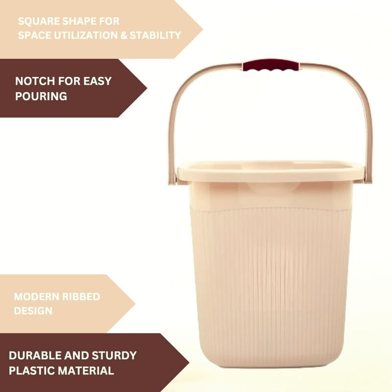 Regalo Bathroom Bucket and Mug Set Virgin Plastic Beige 20 LTR  - Image 2