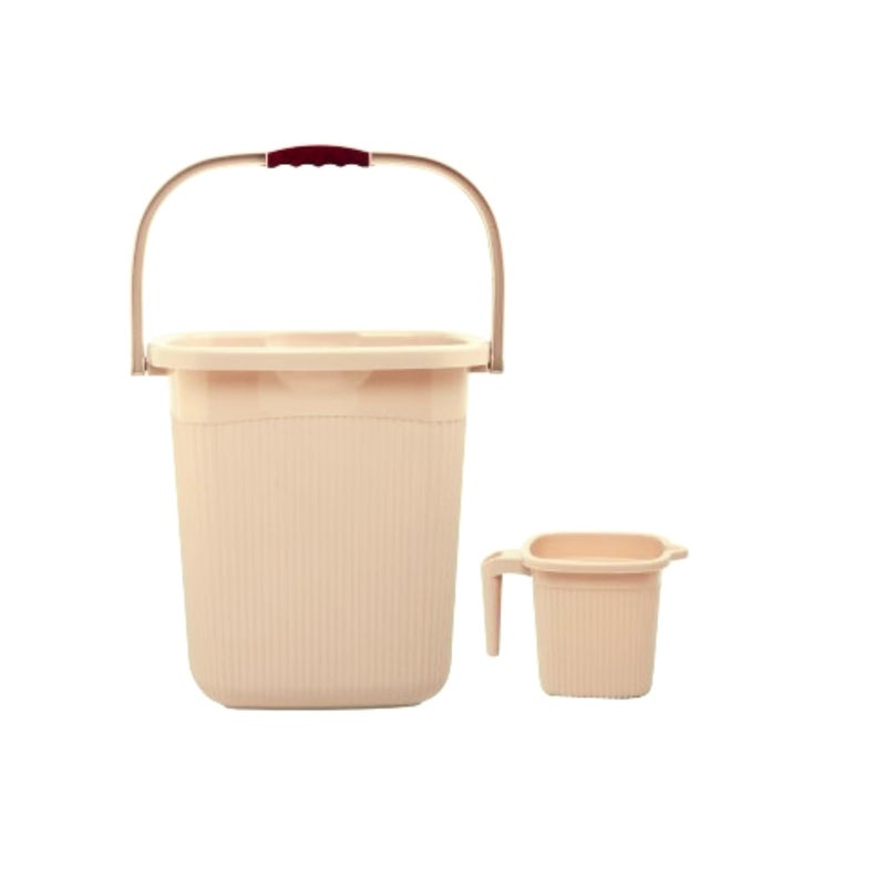 Regalo Bathroom Bucket and Mug Set Virgin Plastic Beige 20 LTR  - Image 4