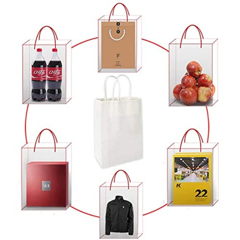 PBAG W -10 حقيبة حفلات ورقية بمقبض ملتوي 10 قطع، مقاس 24 سم × 28 سم × 12 سم، أبيض - Image 2