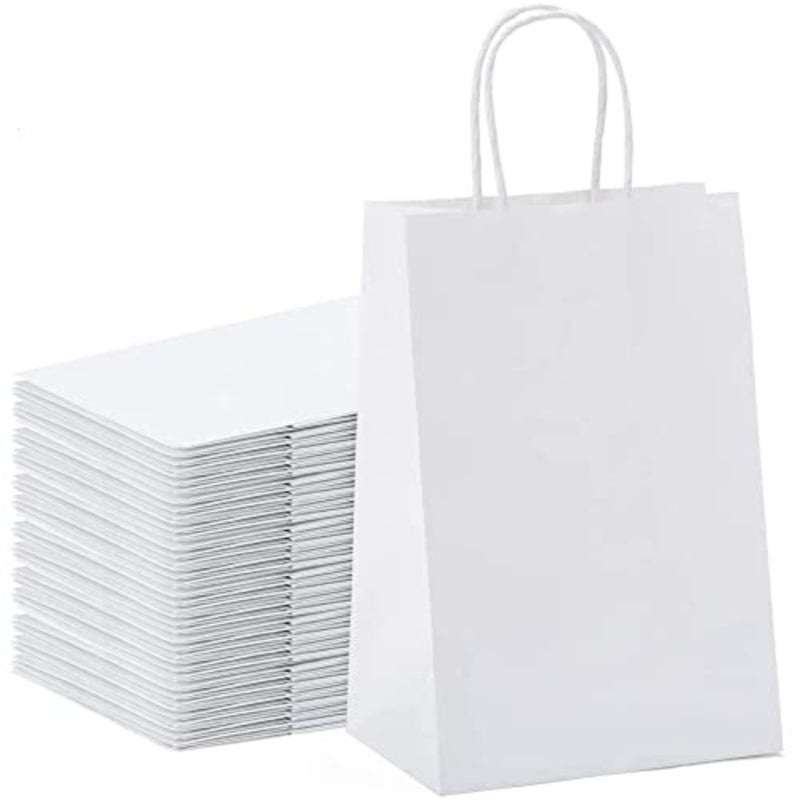 PBAG W -10 حقيبة حفلات ورقية بمقبض ملتوي 10 قطع، مقاس 24 سم × 28 سم × 12 سم، أبيض - Image 5