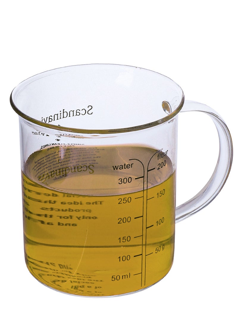 Life Smile Glass Measuring Cup with Insulate Handle - Made of Glass Measuring Pitcher for Kitchen or Restaurant, Easy to Read Measuring Jug (300 milliliter)  - Image 1
