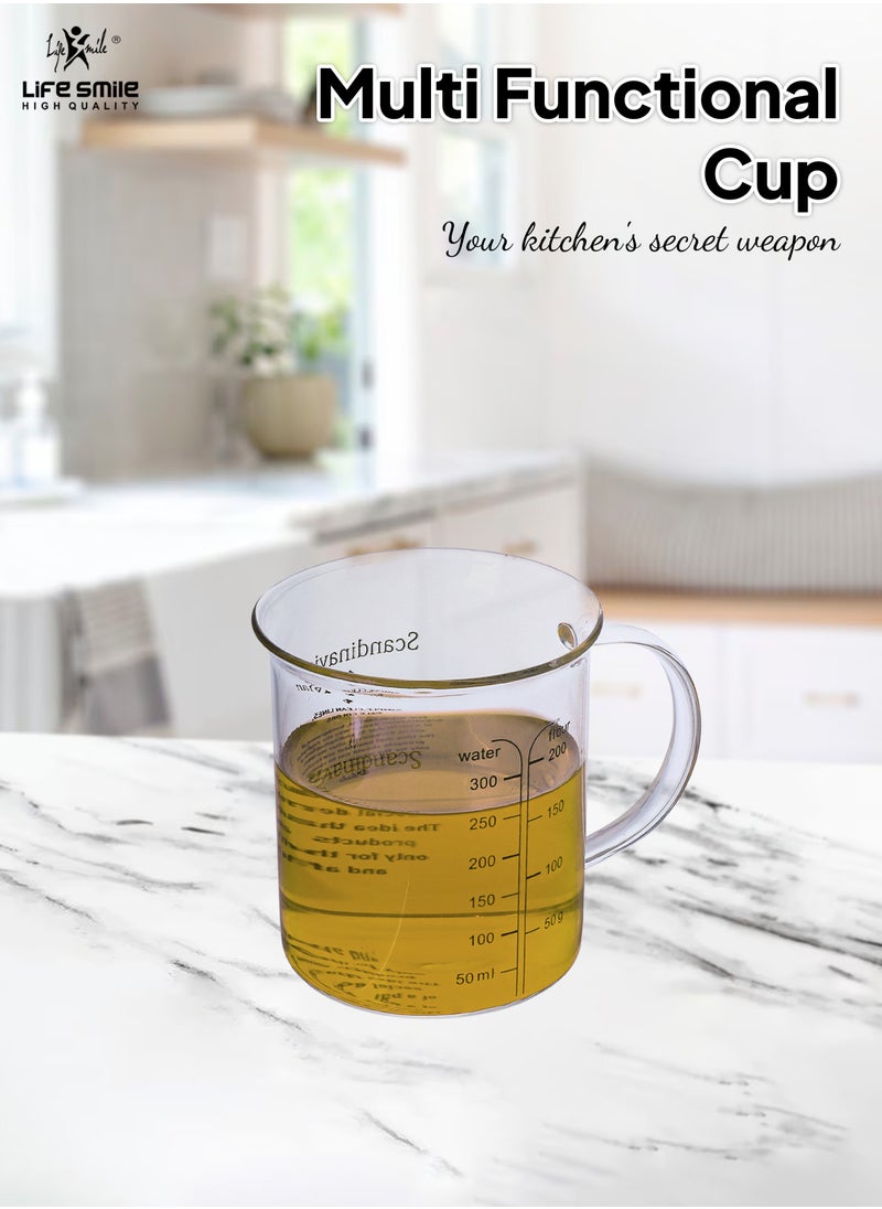 Life Smile Glass Measuring Cup with Insulate Handle - Made of Glass Measuring Pitcher for Kitchen or Restaurant, Easy to Read Measuring Jug (300 milliliter)  - Image 5